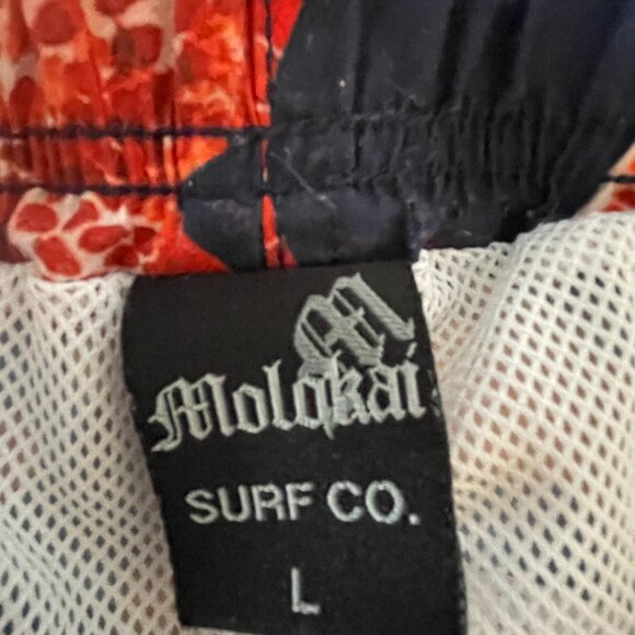 Molokai Surf Co. Starfish Swim Trunks in Red and Navy, Drawstring, Size Large - Picture 3 of 4